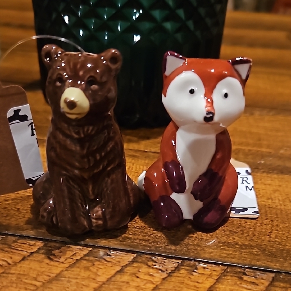 Bear and Fox Ceramic Salt and Pepper Shakers